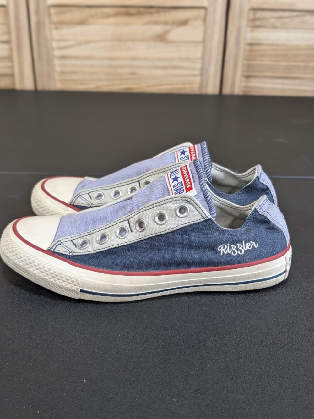 Converse Slip-On Sneakers in Navy, Red and White Size 6.5